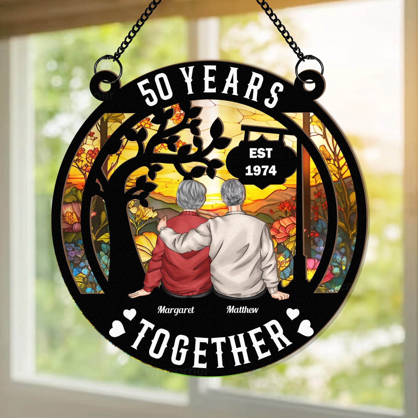 Personalized '50 Years Together' Anniversary Keepsake Suncatcher Ornament