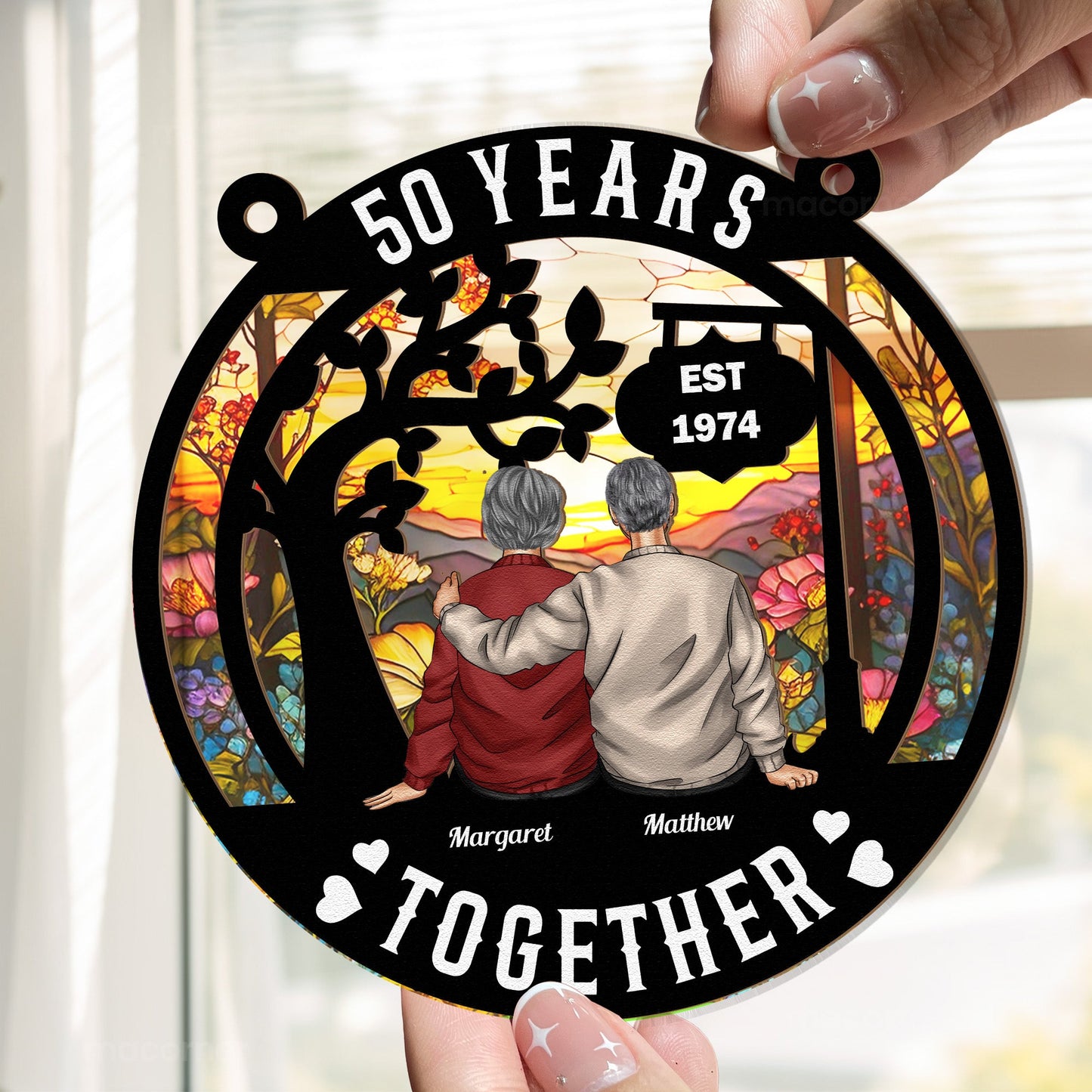 Personalized '50 Years Together' Anniversary Keepsake Suncatcher Ornament