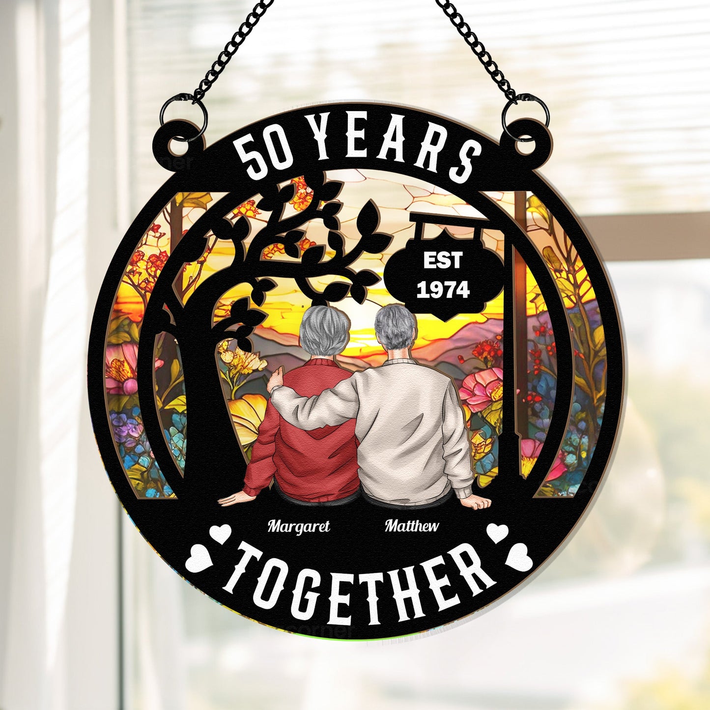 Personalized '50 Years Together' Anniversary Keepsake Suncatcher Ornament