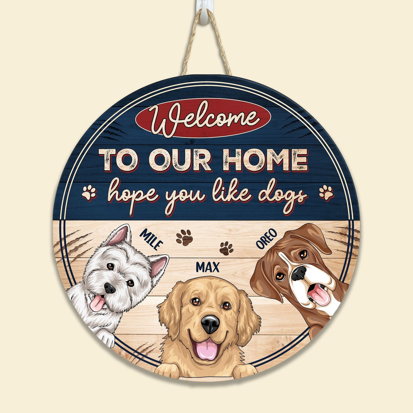 Personalized 'Hope You Like Dogs' Welcome Wood Sign for Dog Lovers