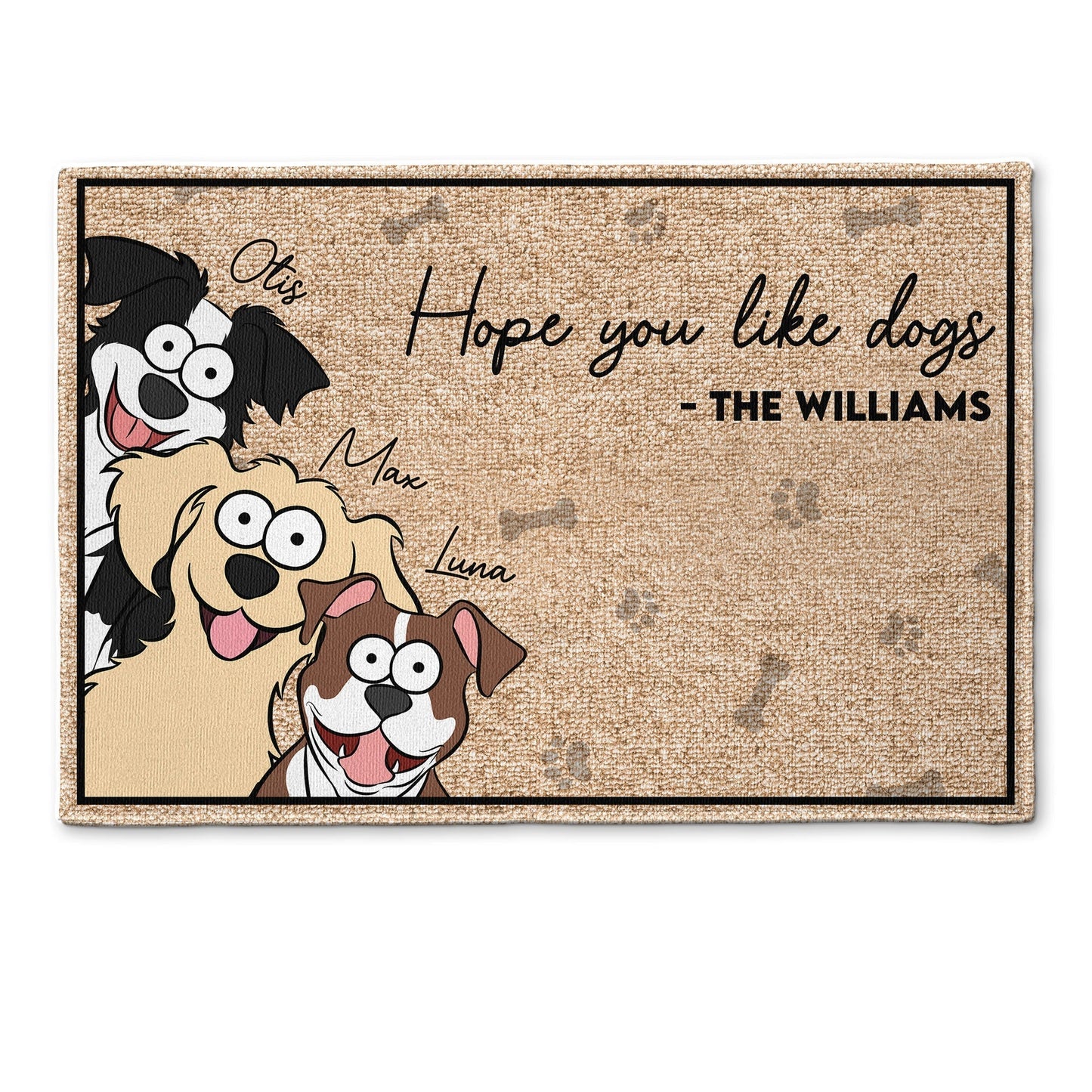 Custom Dog Lover Doormat: 'Hope You Like Dogs' Personalized Family Mat