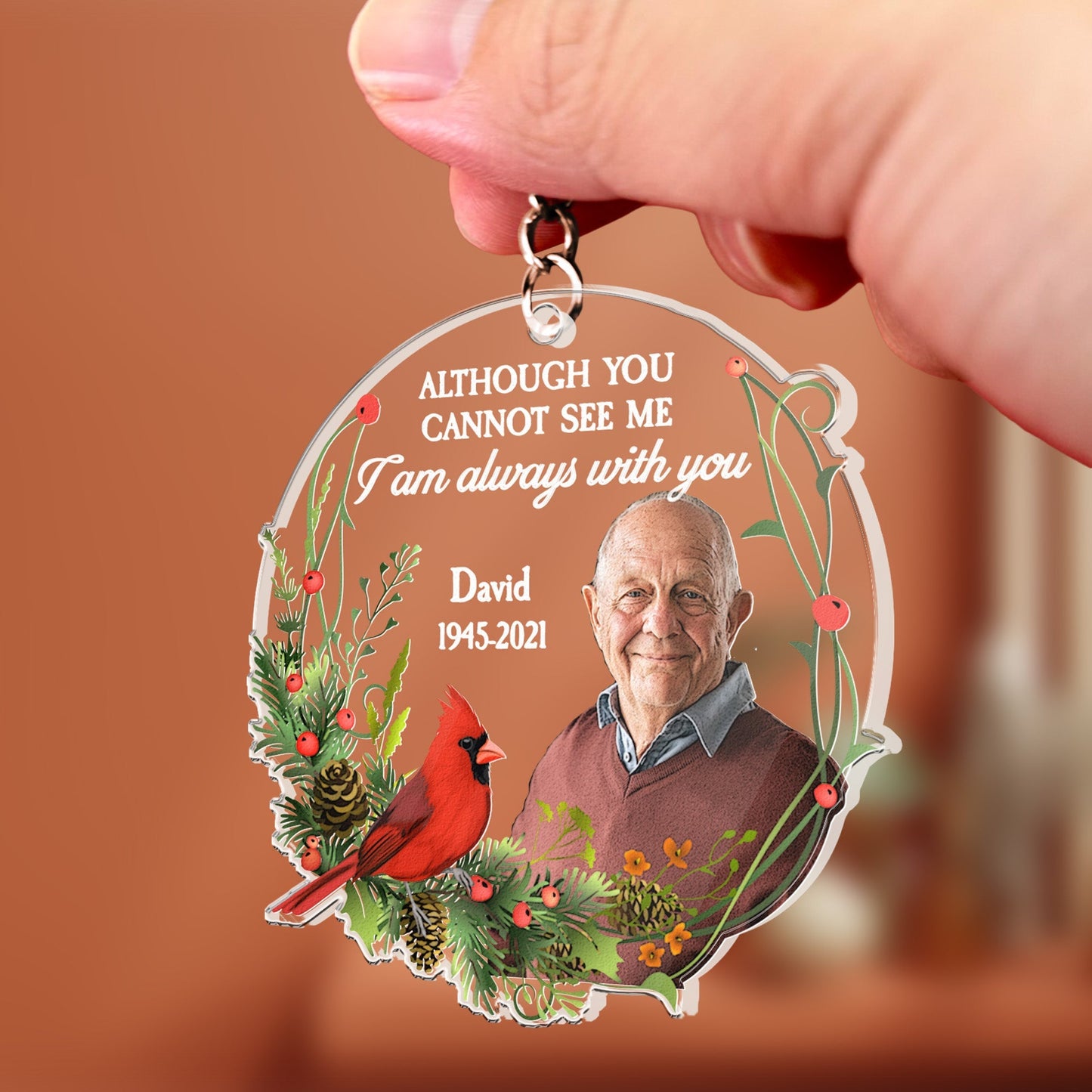 Custom Photo Memorial For Loved One Keychain: 'I Am Always With You' Keepsake Gift