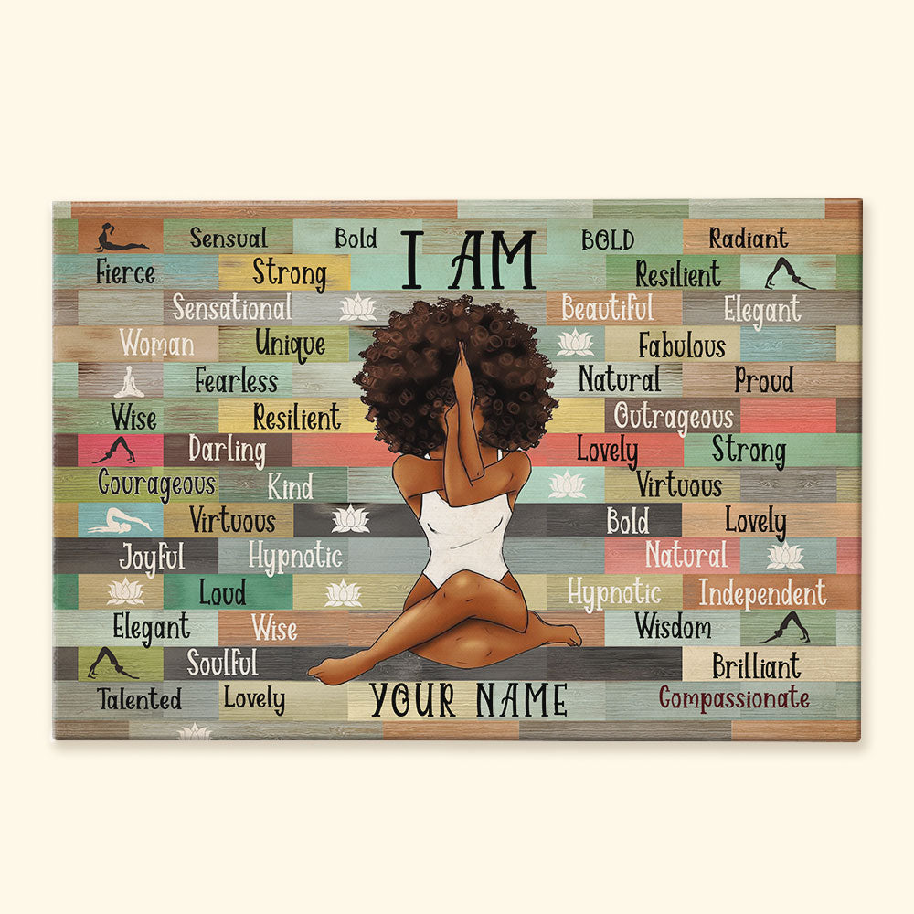 Custom I AM Canvas Art: Empowering Gift for Black Women & Self-Love