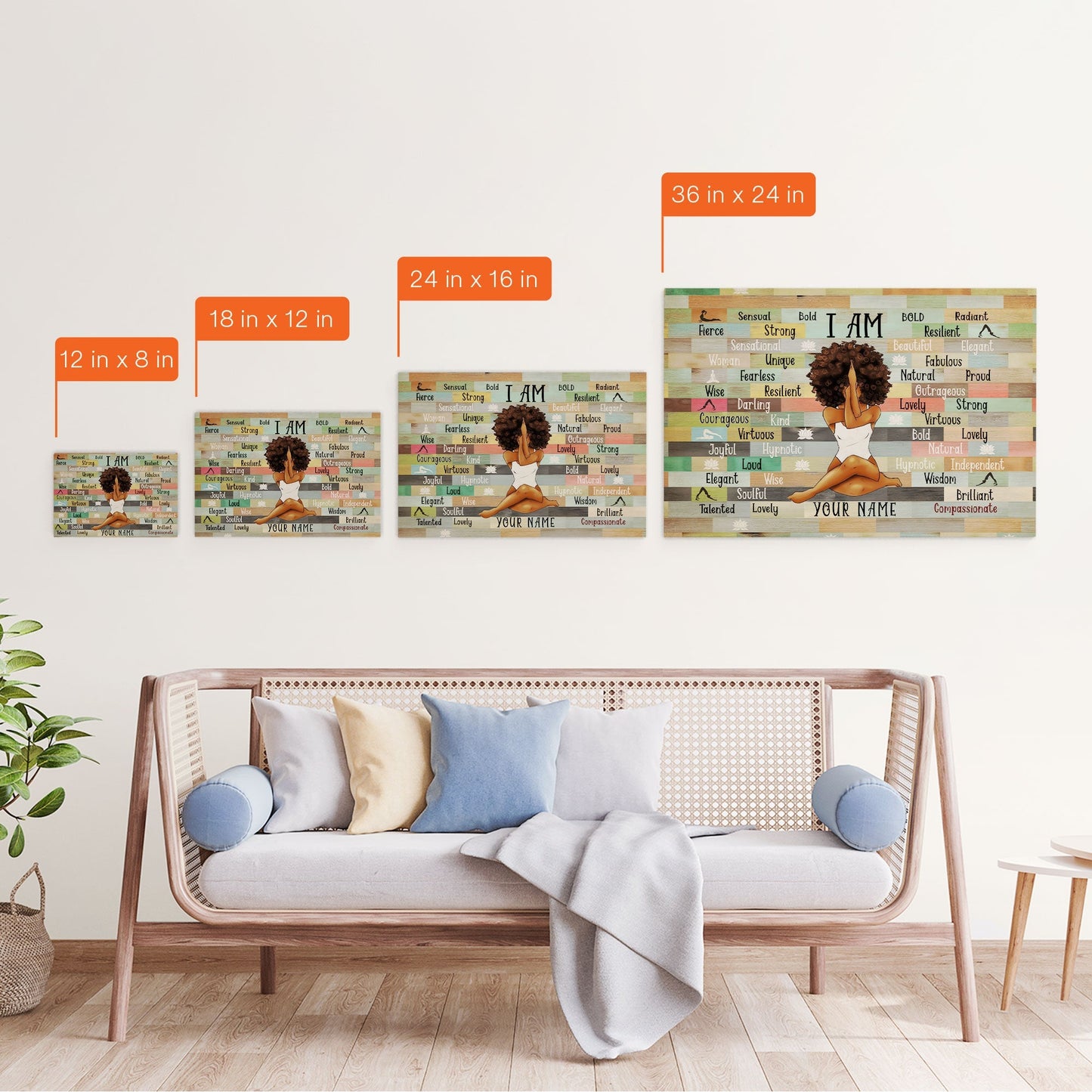 Custom I AM Canvas Art: Empowering Gift for Black Women & Self-Love