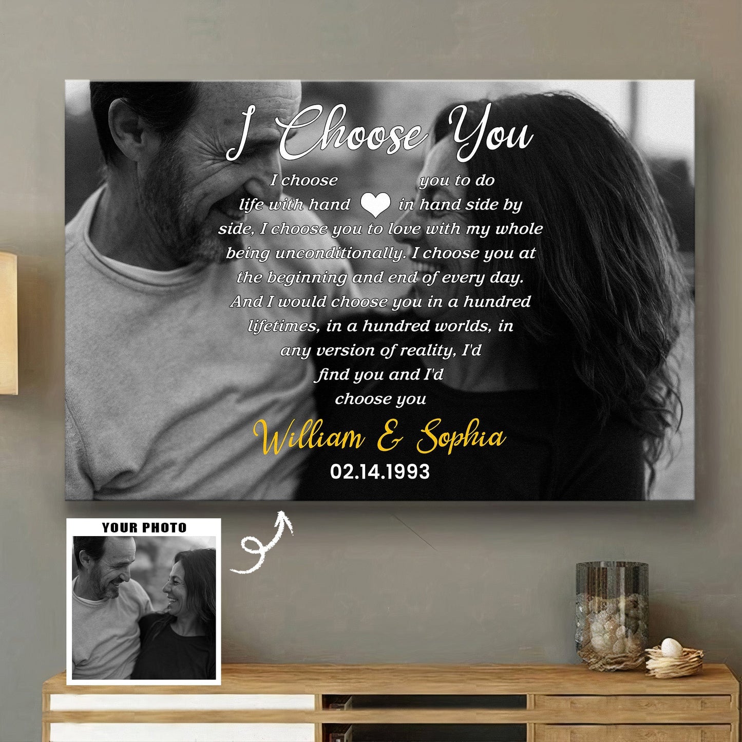 Personalized 'I Choose You' Canvas - Custom Wedding & Anniversary Wall Art