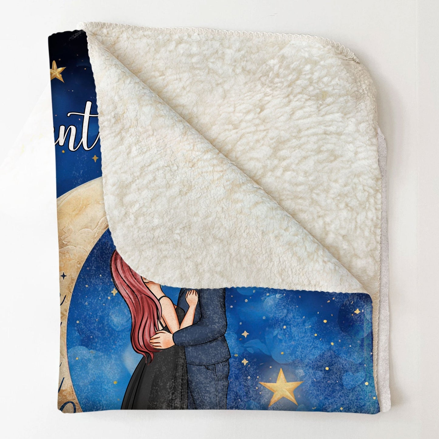 Heartfelt 'I Love You To The Moon And Back' Personalized Blanket for Couples