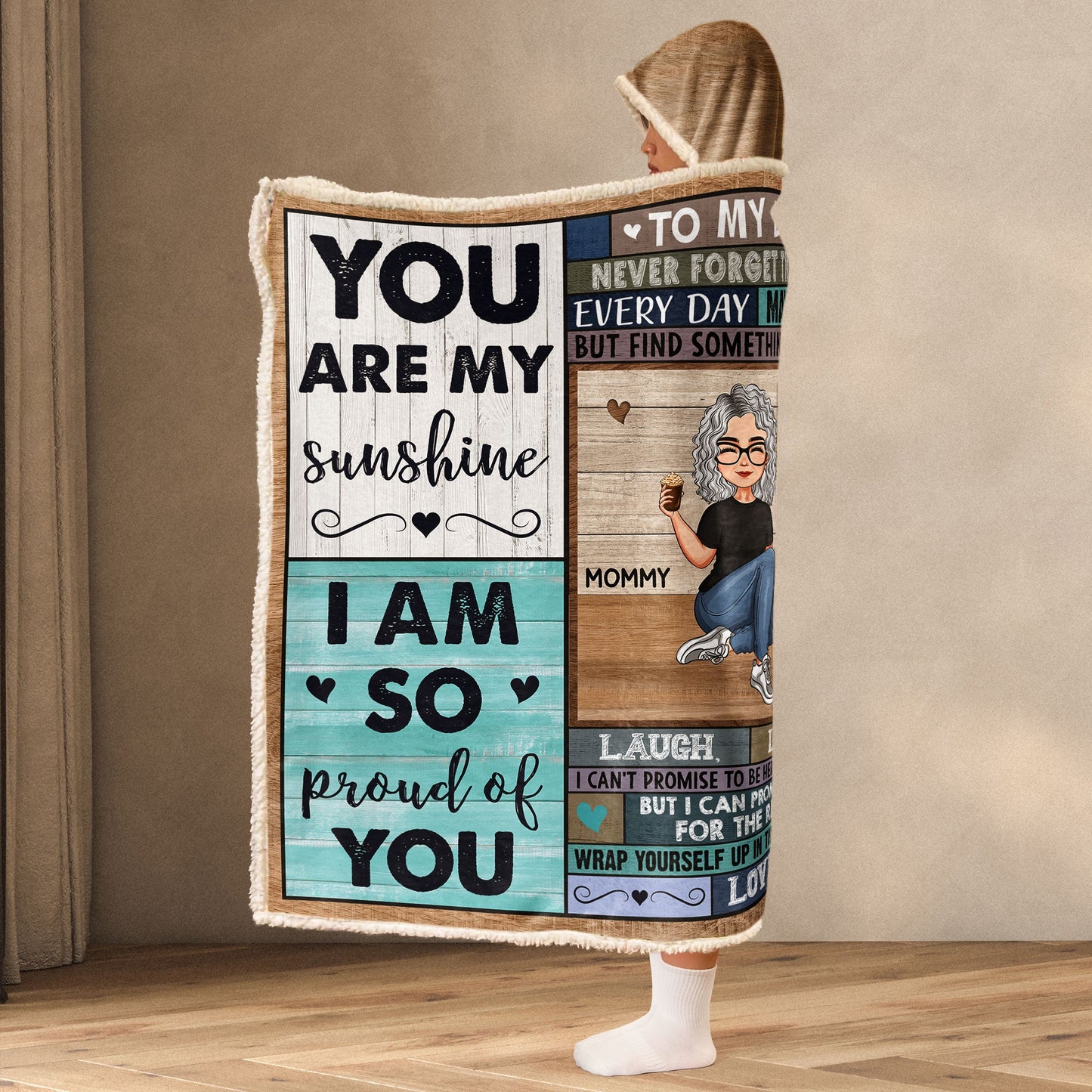 I Love You To The Moon And Back - Personalized Wearable Hoodie Blanket