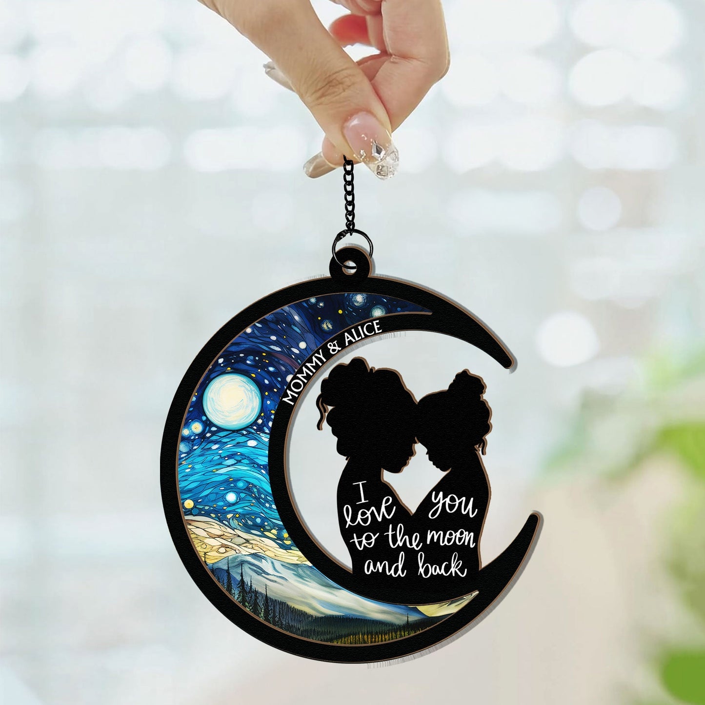 Customizable Suncatcher: 'I Love You To The Moon & Back' Gift for Mom
