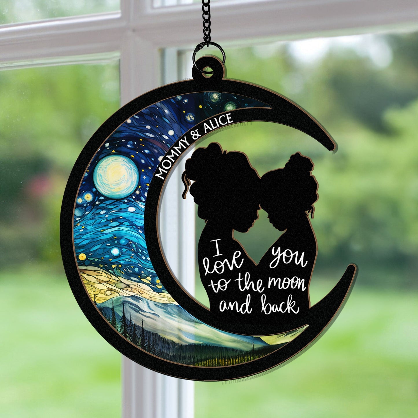Customizable Suncatcher: 'I Love You To The Moon & Back' Gift for Mom