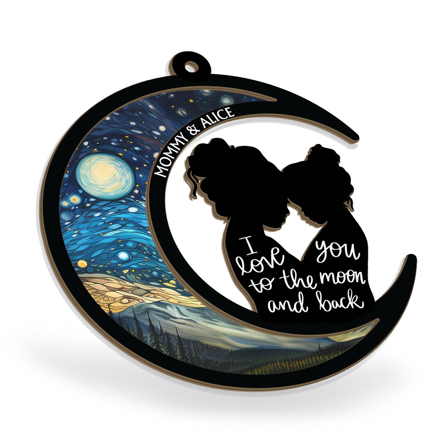 Customizable Suncatcher: 'I Love You To The Moon & Back' Gift for Mom