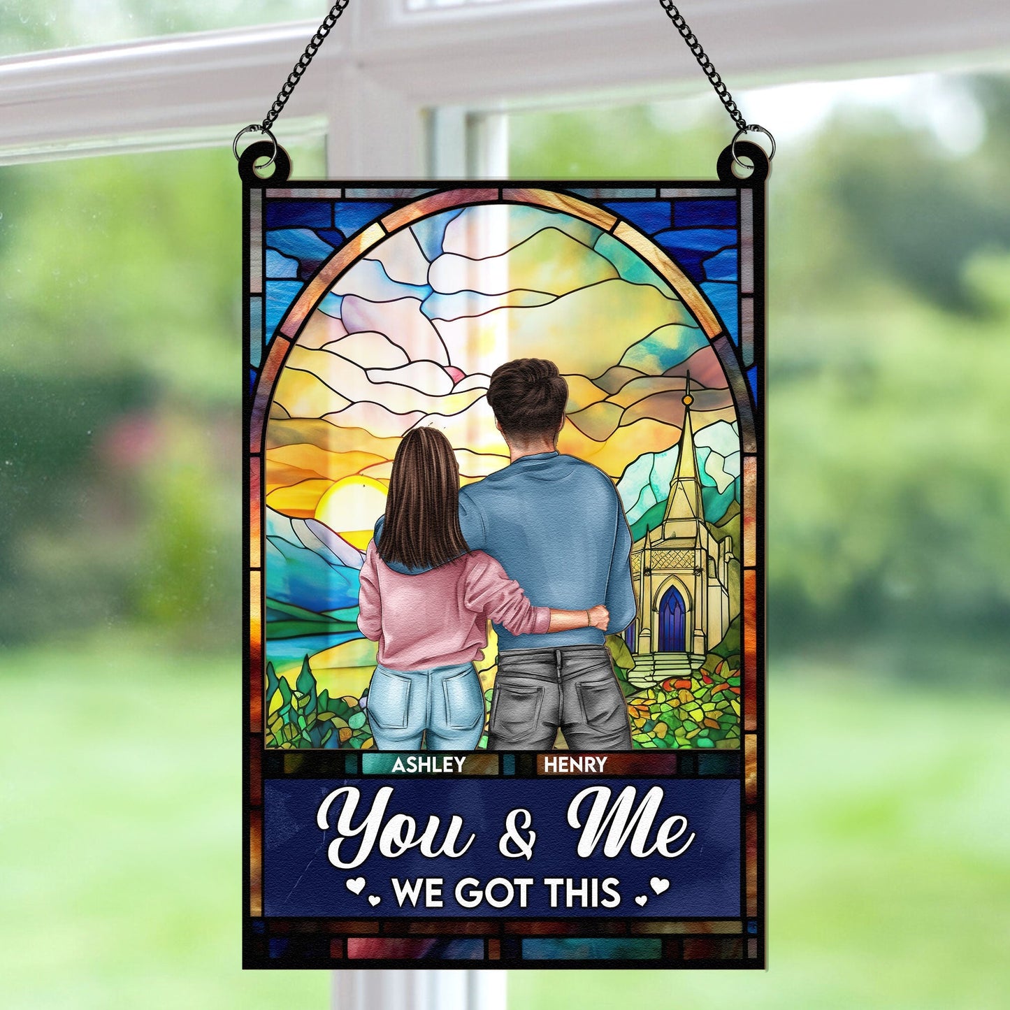 Heartfelt Personalized 'Grow Old With You' Suncatcher for Couples