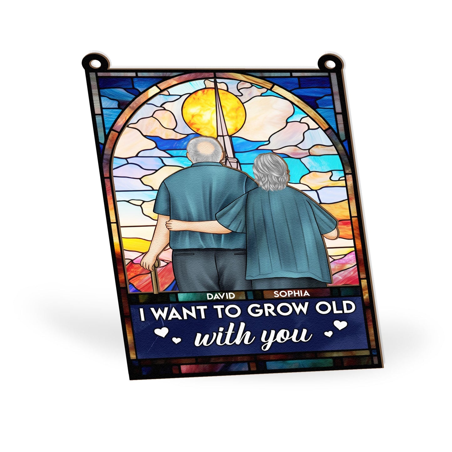 Heartfelt Personalized 'Grow Old With You' Suncatcher for Couples