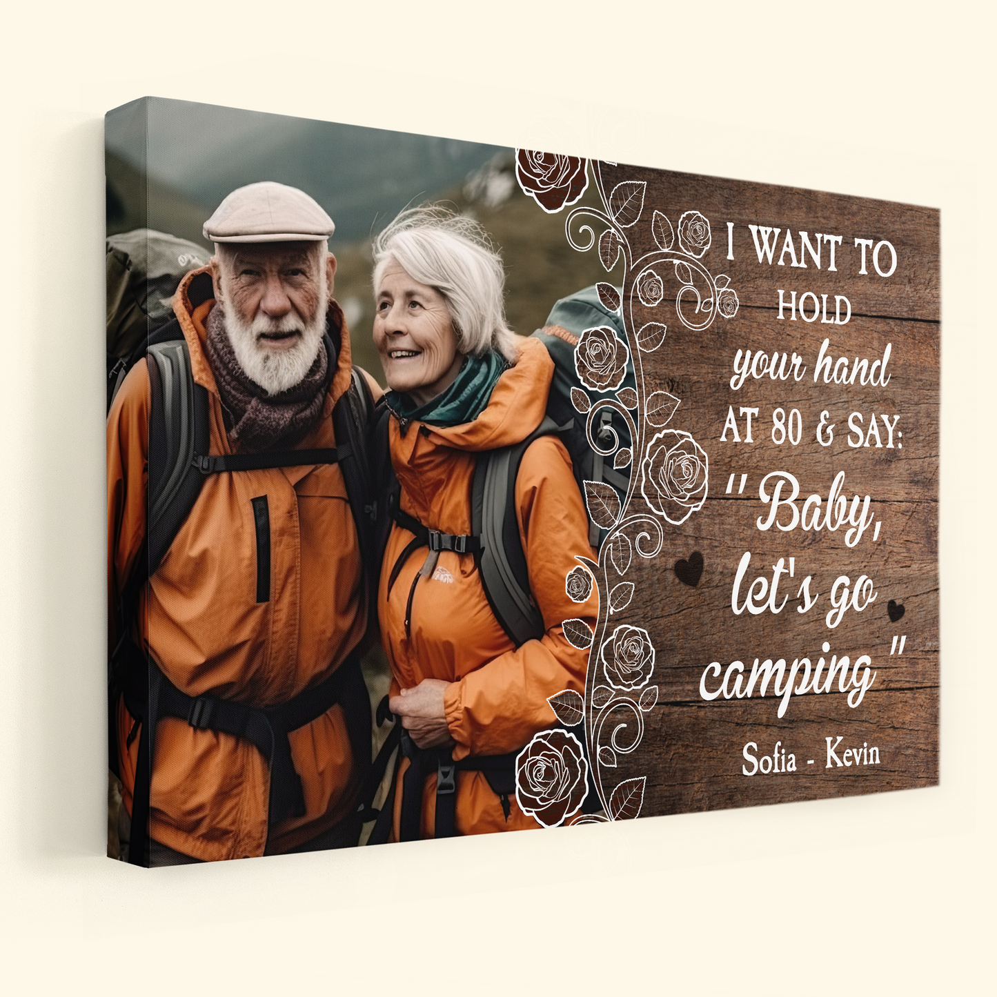 Personalized "Hold Your Hand At 80, Let's Go Camping" Photo Canvas