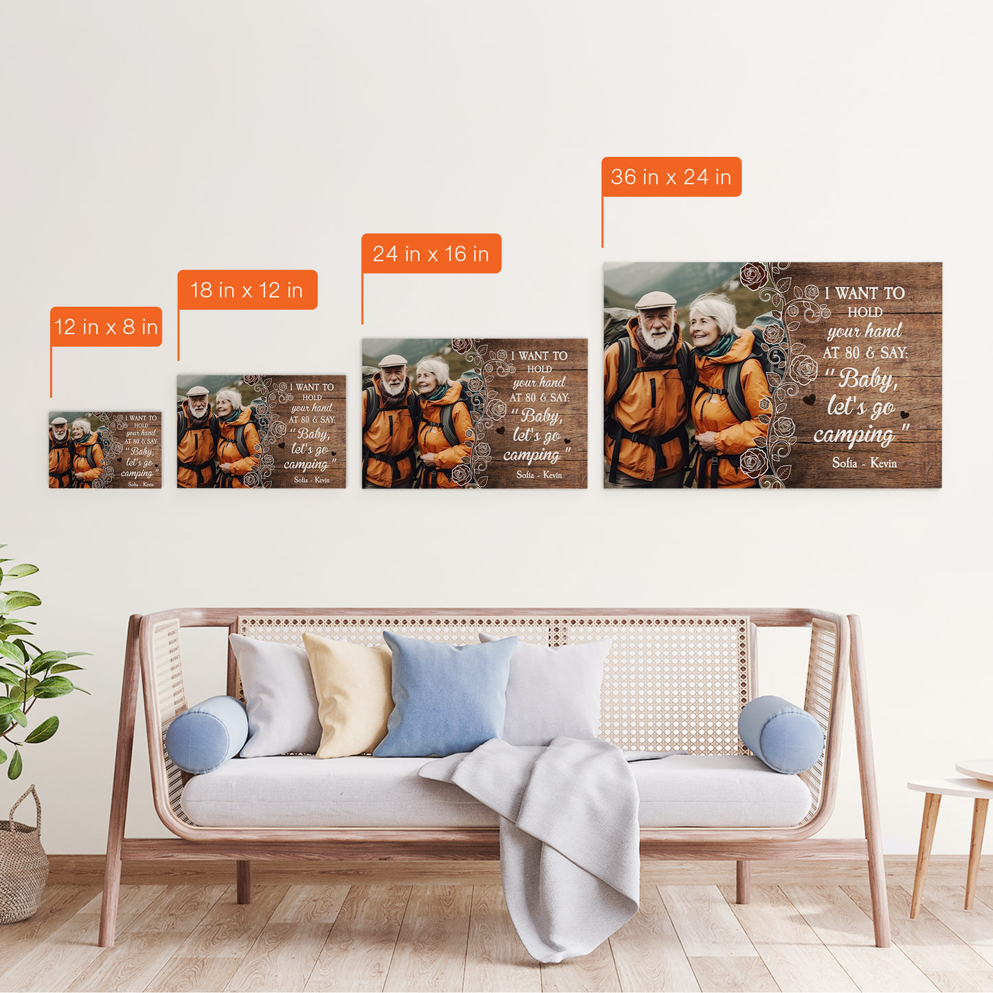 Personalized "Hold Your Hand At 80, Let's Go Camping" Photo Canvas