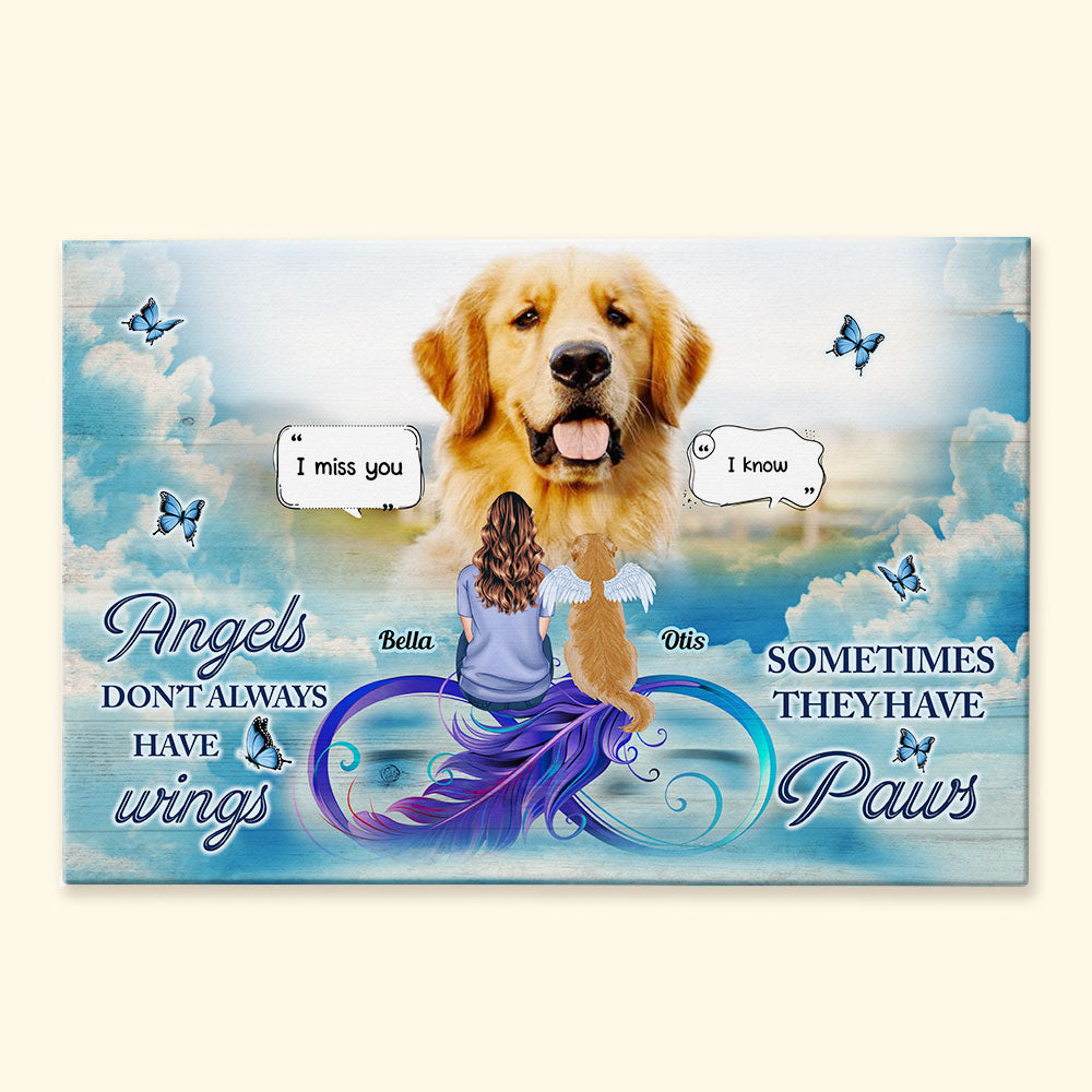 Heartfelt Custom Pet Memorial For Loved One Canvas: "Angels Have Paws" Dog Loss Gift