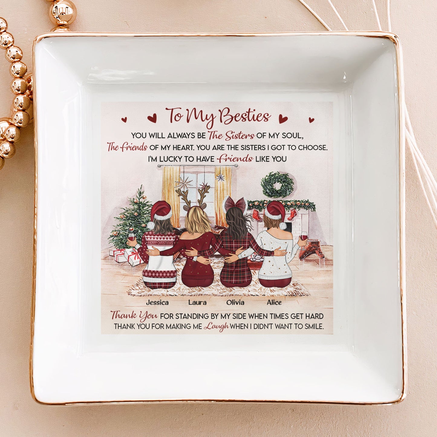 Personalized Bestie Jewelry Dish: Sisters of My Soul Christmas Gift