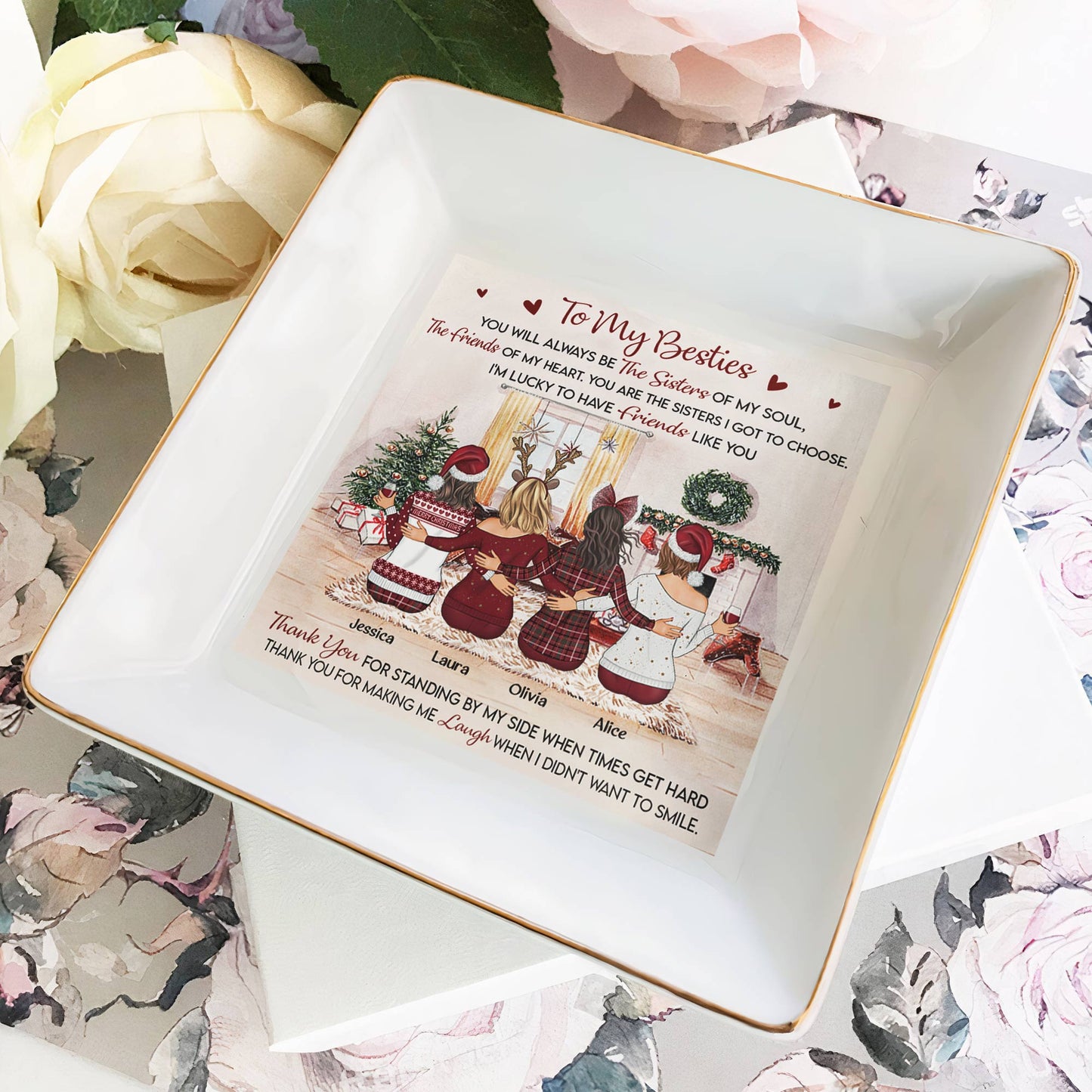 Personalized Bestie Jewelry Dish: Sisters of My Soul Christmas Gift