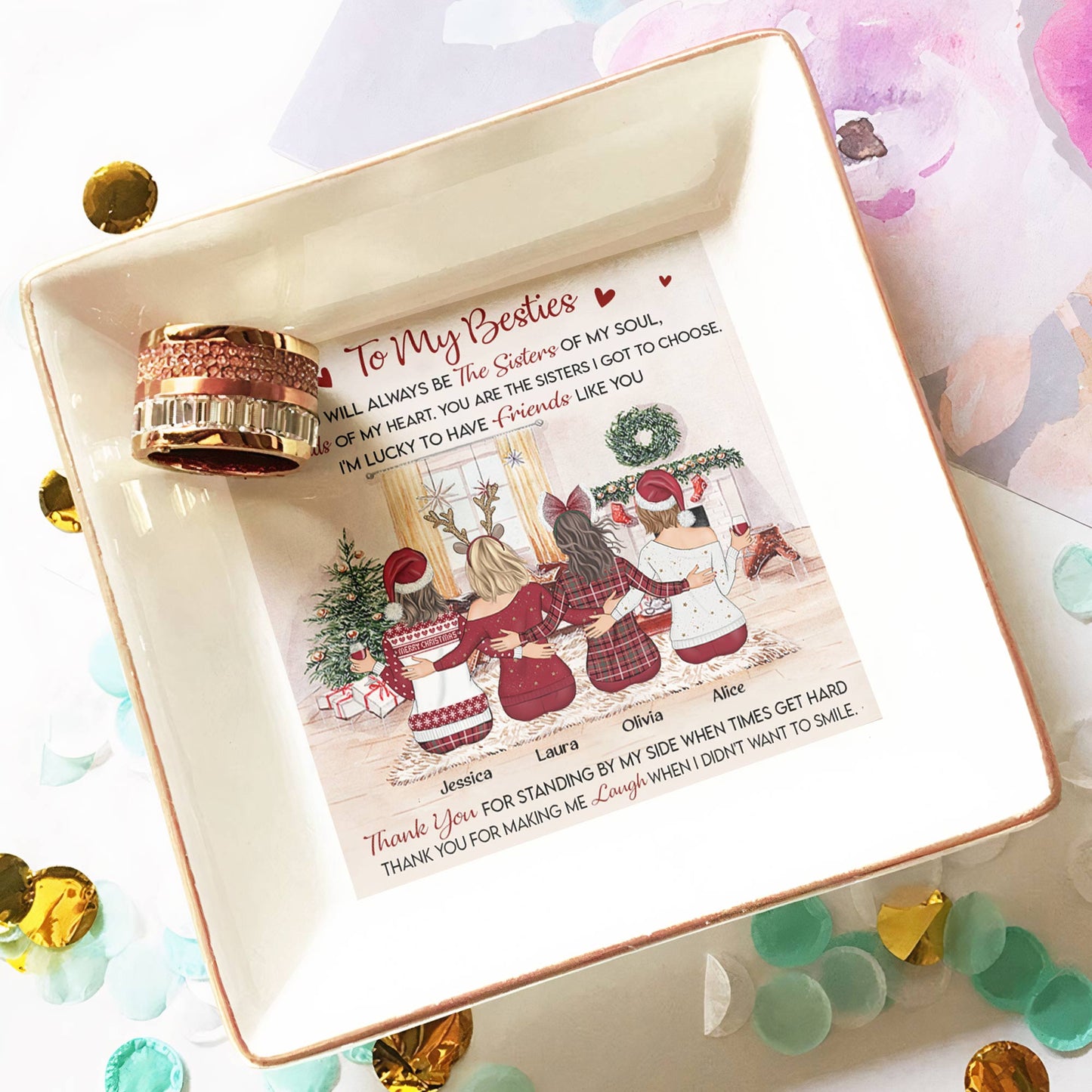 Personalized Bestie Jewelry Dish: Sisters of My Soul Christmas Gift