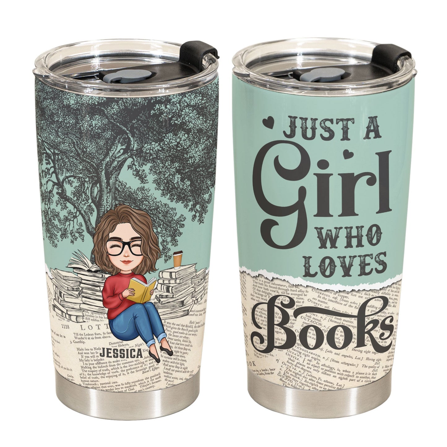 Just A Girl Who Loves Books - Personalized Tumbler Cup - Birthday, Loving Gift For Book Lovers, Bookworms, Book Nerds