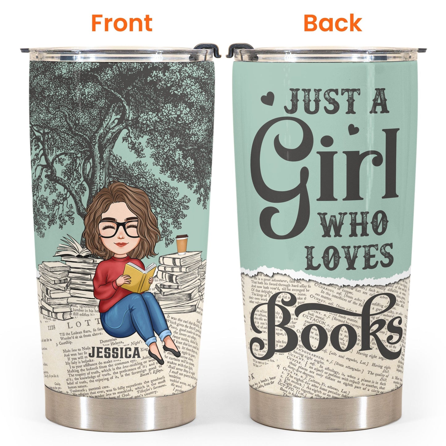 Just A Girl Who Loves Books - Personalized Tumbler Cup - Birthday, Loving Gift For Book Lovers, Bookworms, Book Nerds