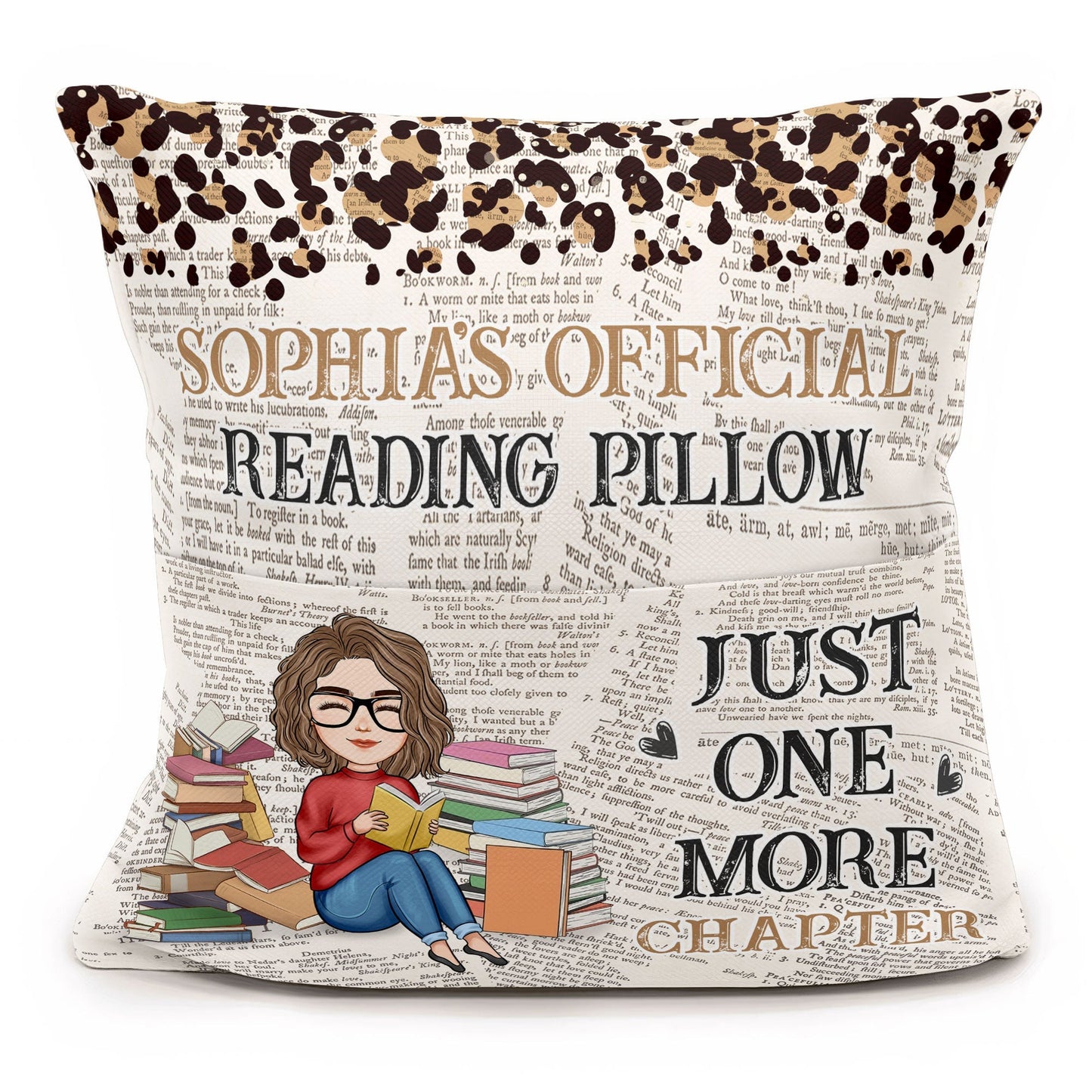 Personalized 'Just One More Chapter' Reading Pocket Pillow for Book Lovers