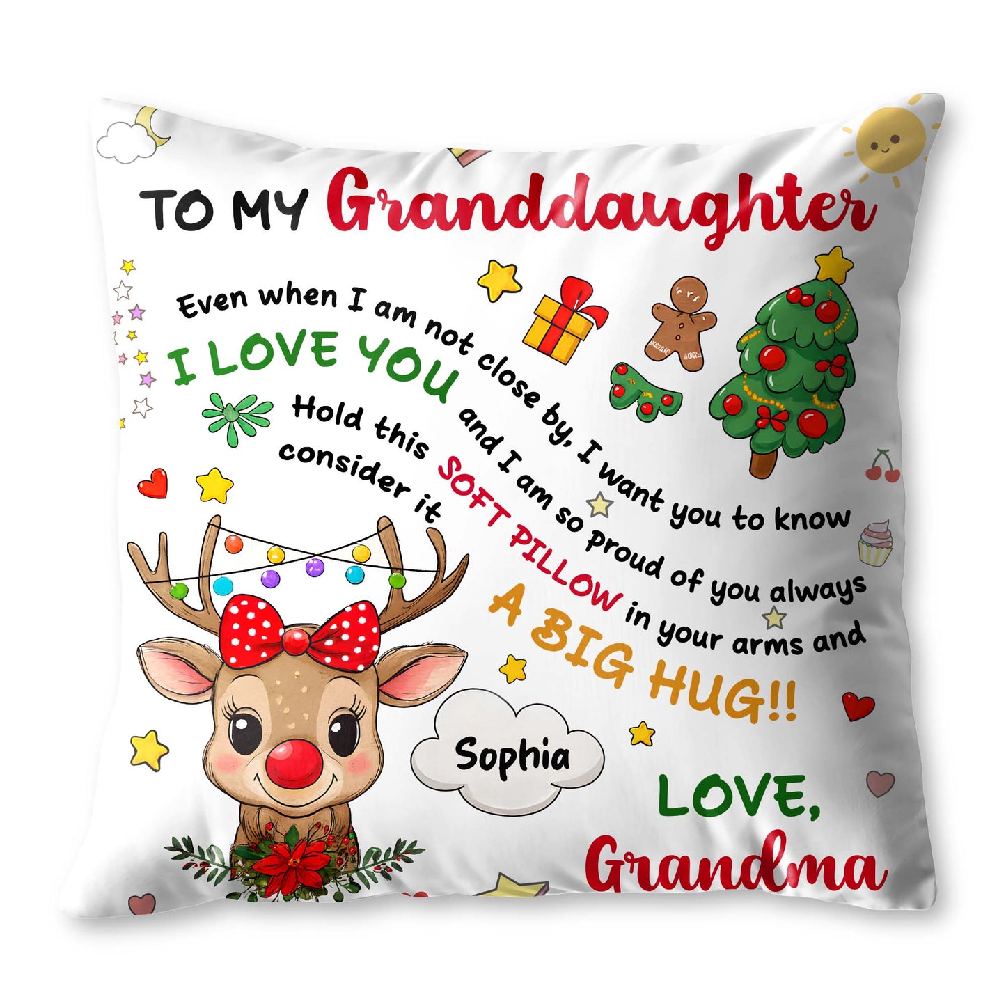 To My Granddaughter, Love and Christmas Joy Pillow