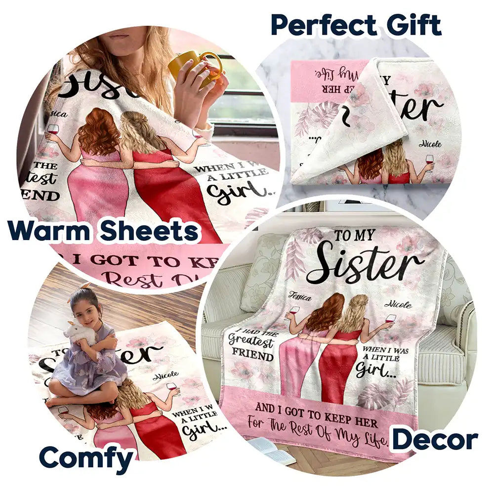 Gift For Bestie, Gift For Sisters - To My Sister Keep You For The Rest Of My Life - Personalized Fleece Blanket, Sherpa Blanket