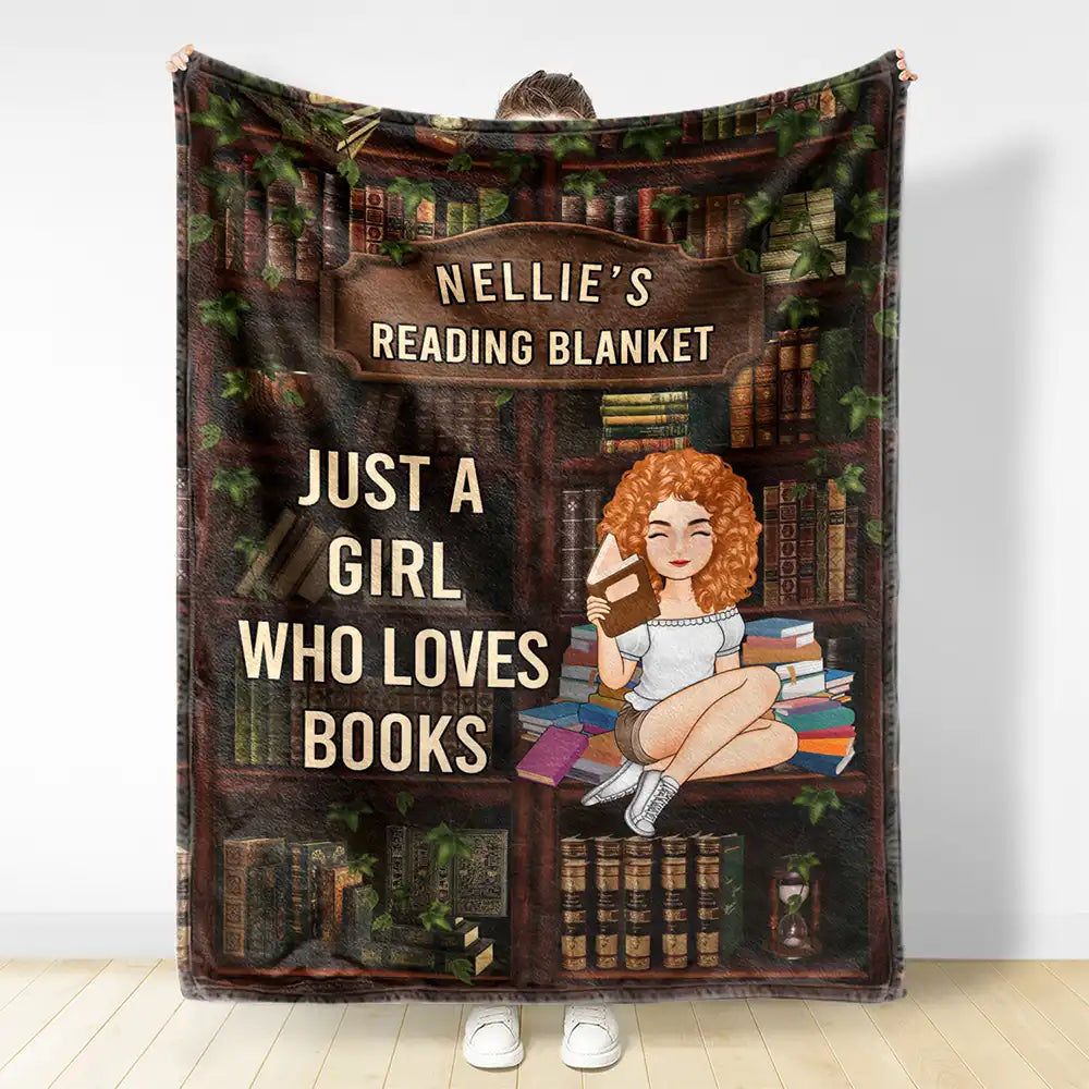 Gift For Yourself, Gift For Women, Gift For Men - Just A Girl Boy Who Loves Books - Personalized Fleece Blanket, Sherpa Blanket
