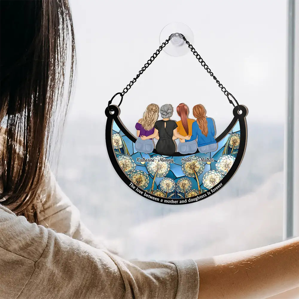 Gift For Mother, Mom - Daughters (Adult) - Love Between Mother & Daughter Is Forever - Personalized Window Hanging Suncatcher Ornament