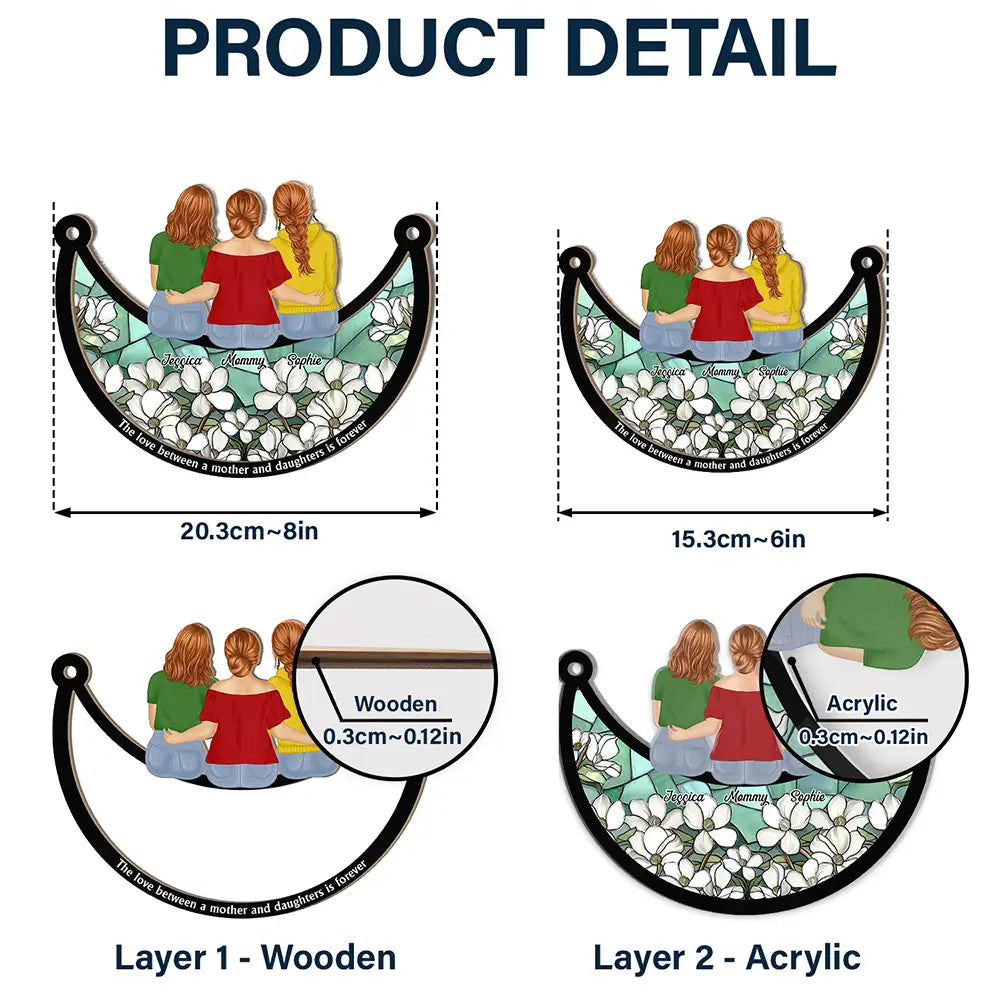 Gift For Mother, Mom - Daughters (Adult) - Love Between Mother & Daughter Is Forever - Personalized Window Hanging Suncatcher Ornament