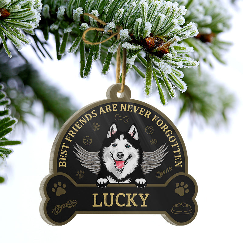 Heartfelt Personalized Dog Memorial For Loved One Ornament: 'Best Friends Are Never Forgotten'