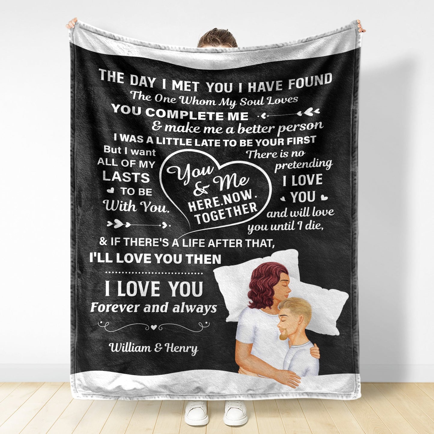 Heartfelt Personalized 'You Complete Me' Couples Anniversary Blanket