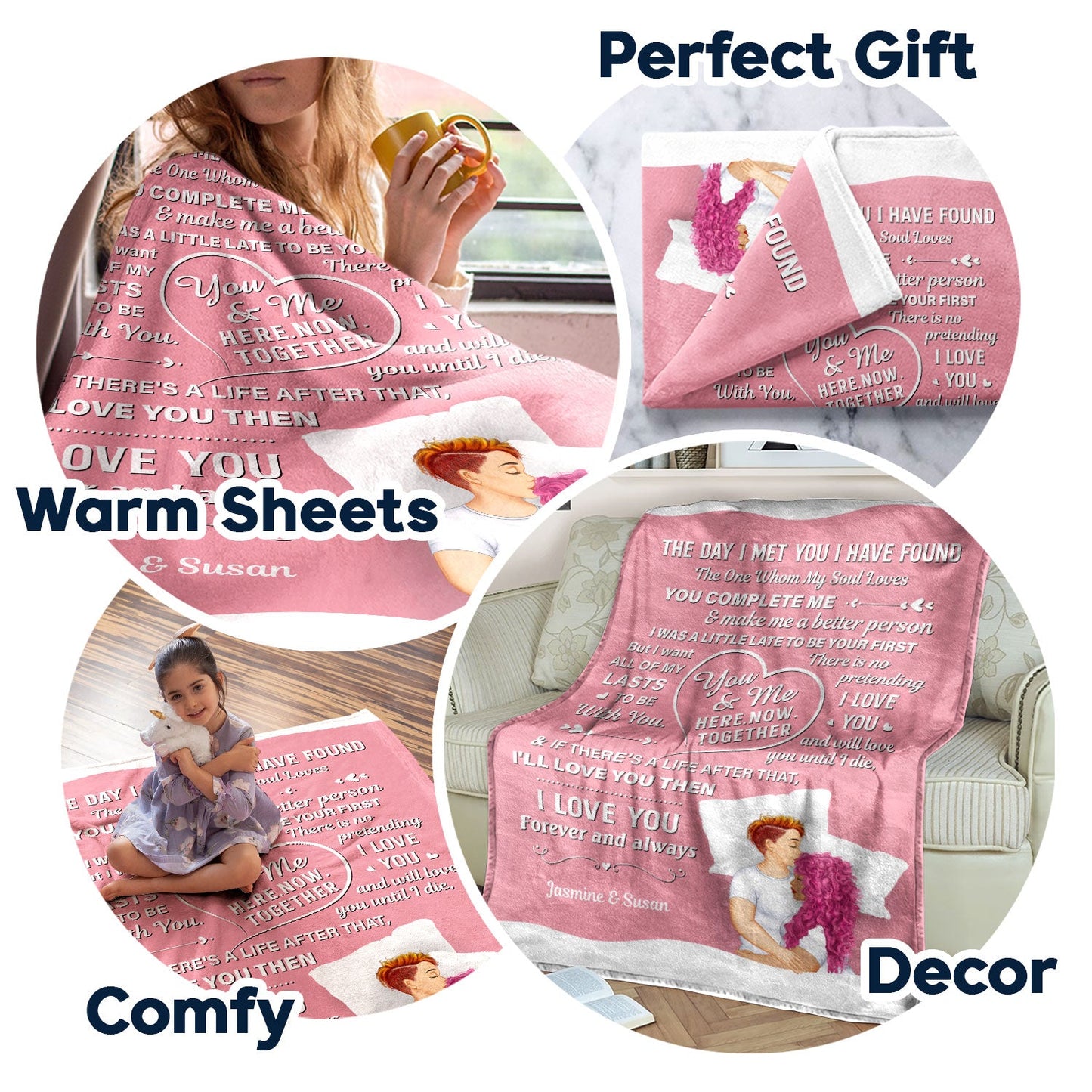 Heartfelt Personalized 'You Complete Me' Couples Anniversary Blanket