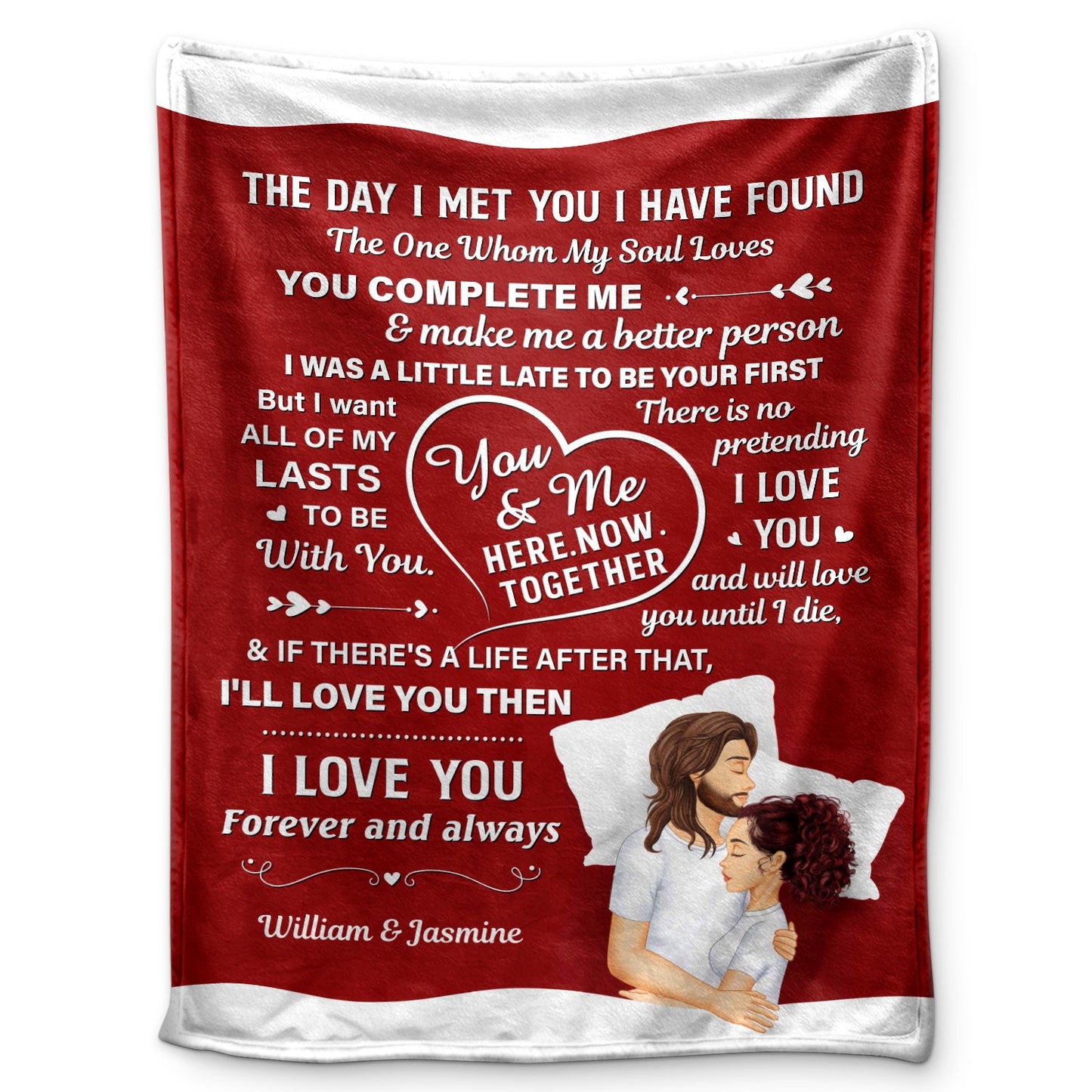 Heartfelt Personalized 'You Complete Me' Couples Anniversary Blanket