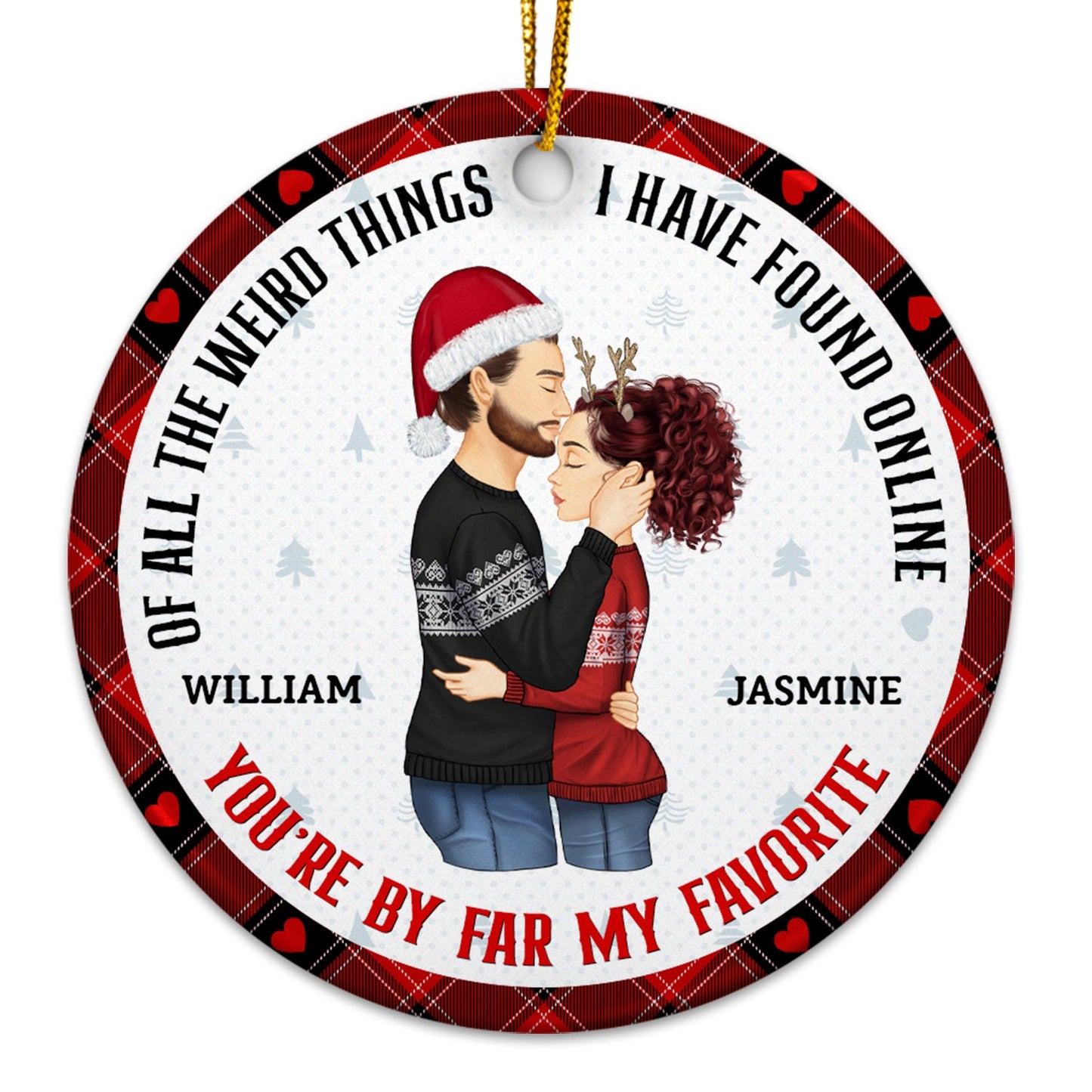 Personalized Christmas Couple Ornament - 'You're My Favorite By Far' Keepsake