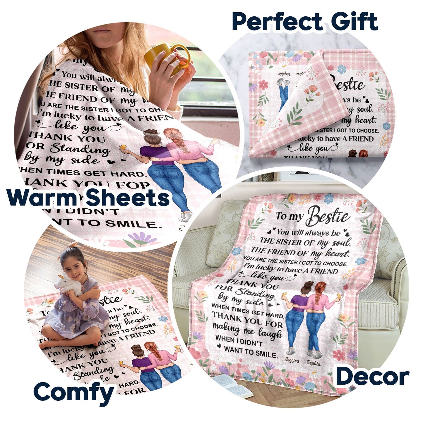Personalized 'Sister of My Soul' Best Friend & Sister Keepsake Blanket