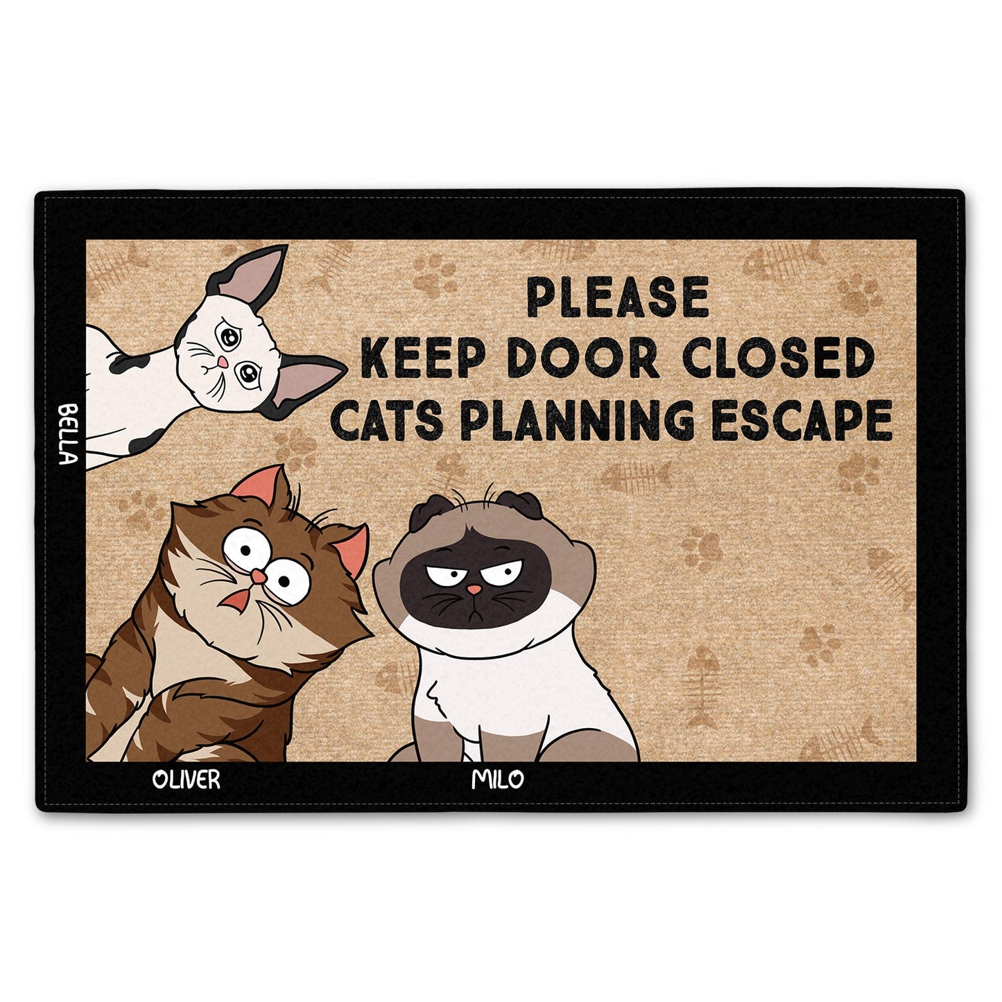 Custom 'Cats Planning Escape' Doormat: A Purr-fect Gift for Cat Lovers