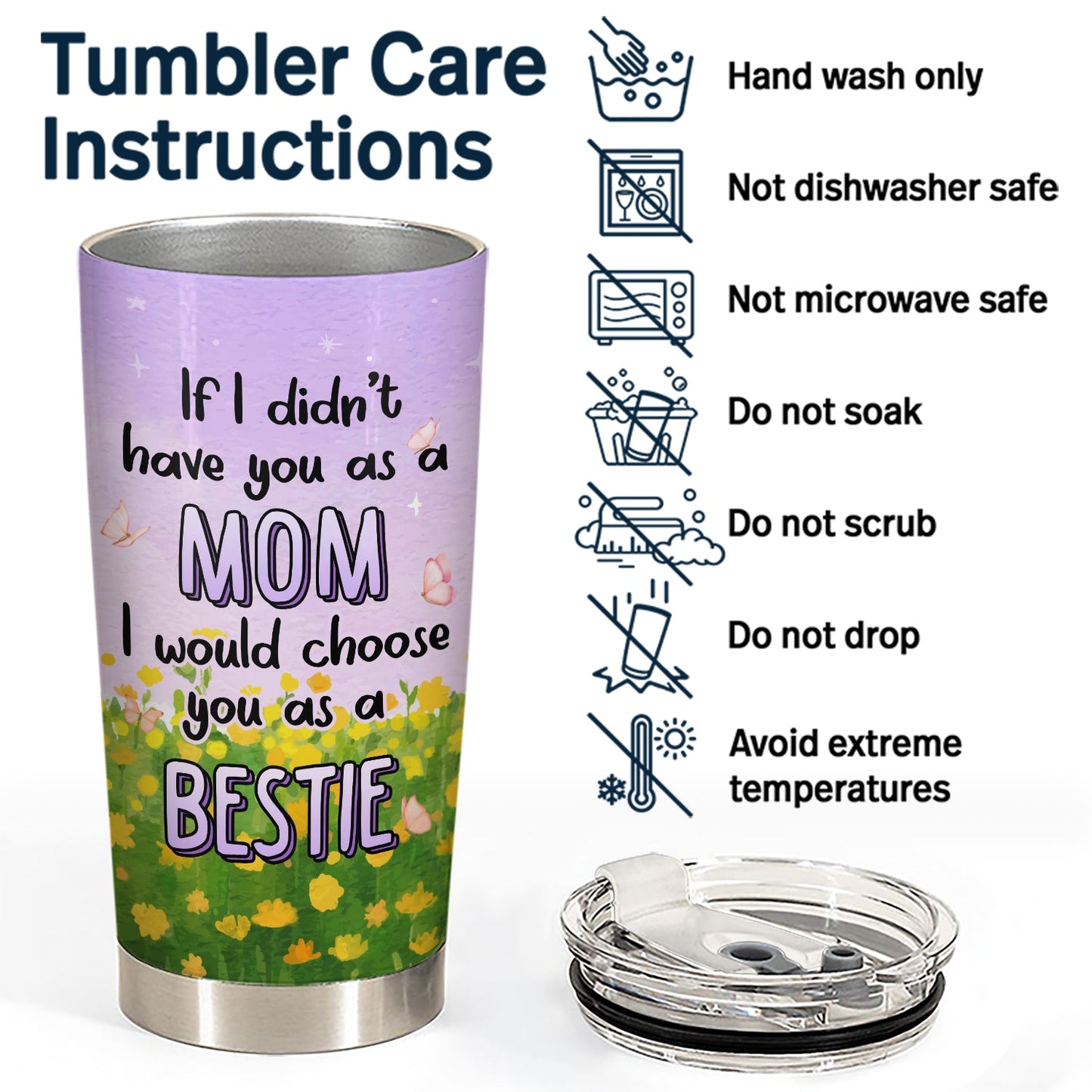 Heartfelt Personalized Mom & Daughter Tumbler: 'If I Didn't Have You As A Bestie'