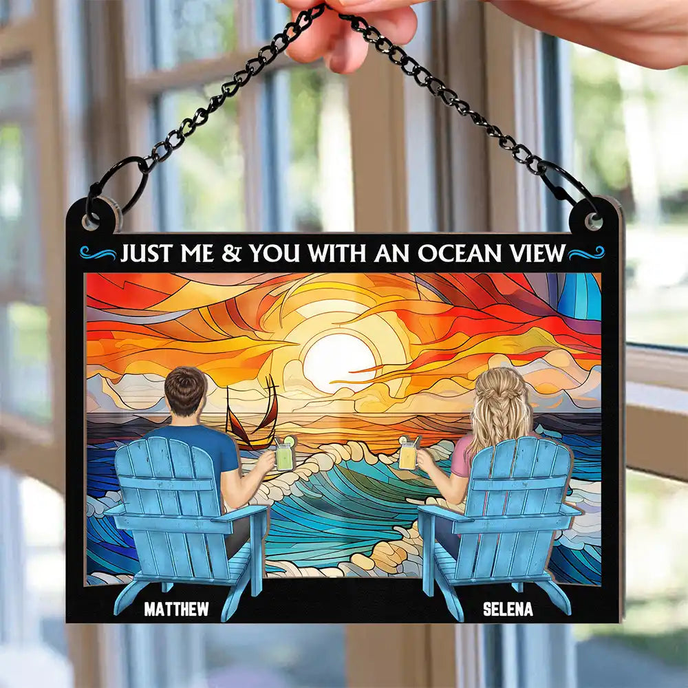 Personalized Couple Suncatcher: 'Just Me & You With An Ocean View'