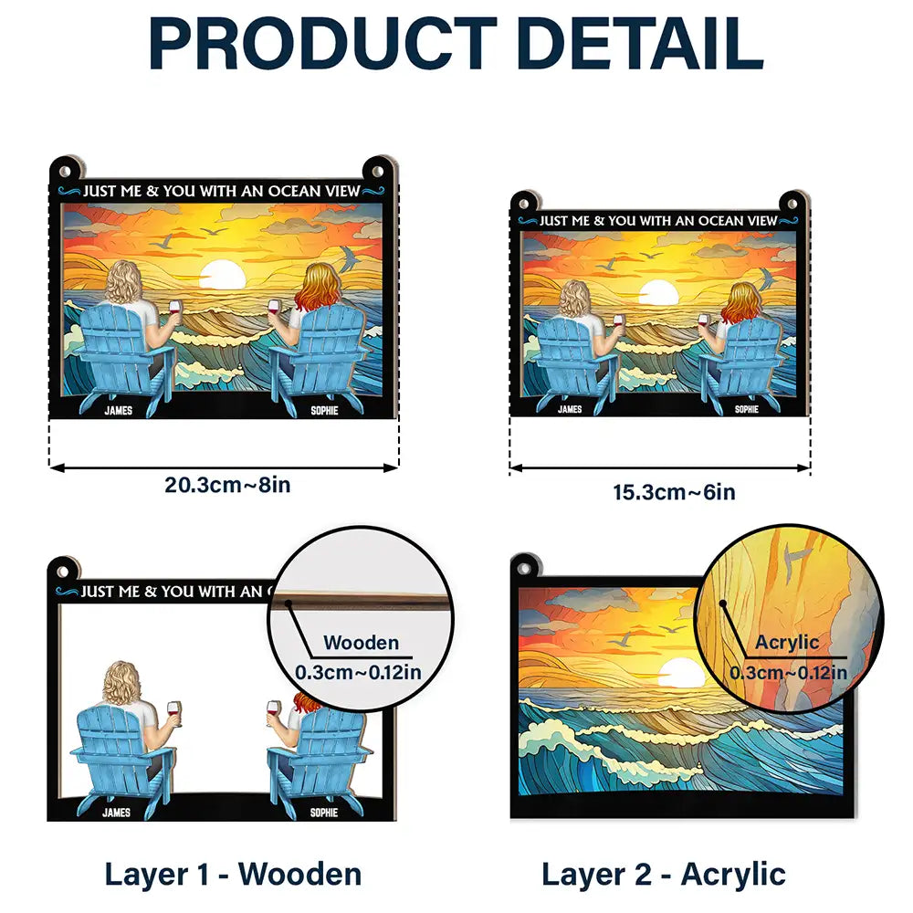 Personalized Couple Suncatcher: 'Just Me & You With An Ocean View'