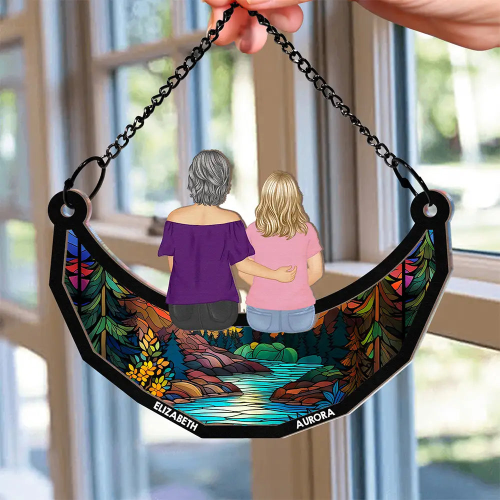 Personalized Grandma & Grandkids Moon Suncatcher - Heartfelt Window Gift