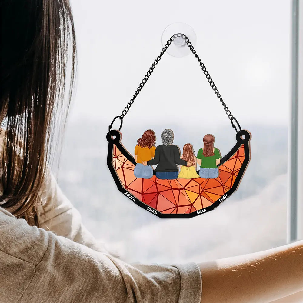 Personalized Grandma & Grandkids Moon Suncatcher - Heartfelt Window Gift