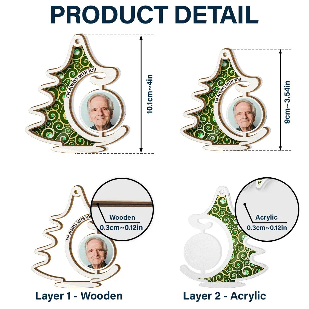 Personalized "I'm Always With You" Custom Photo Memorial For Loved One Suncatcher Ornament