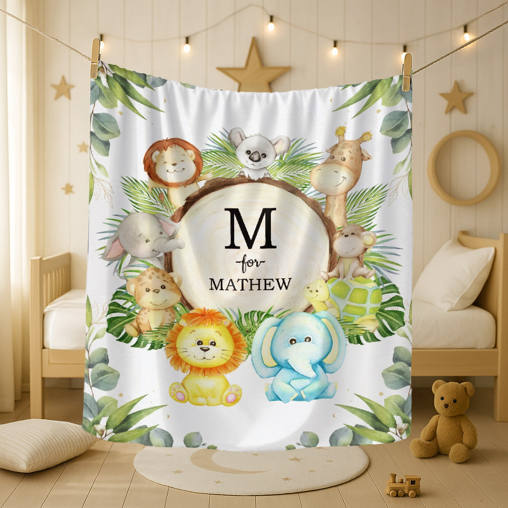 Personalized Woodland Blanket - Custom Name Gift for Kid