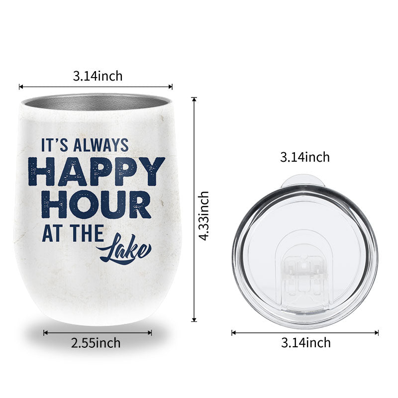 Custom Stainless Steel Lake House Tumbler: 'Happy Hour at the Lake'