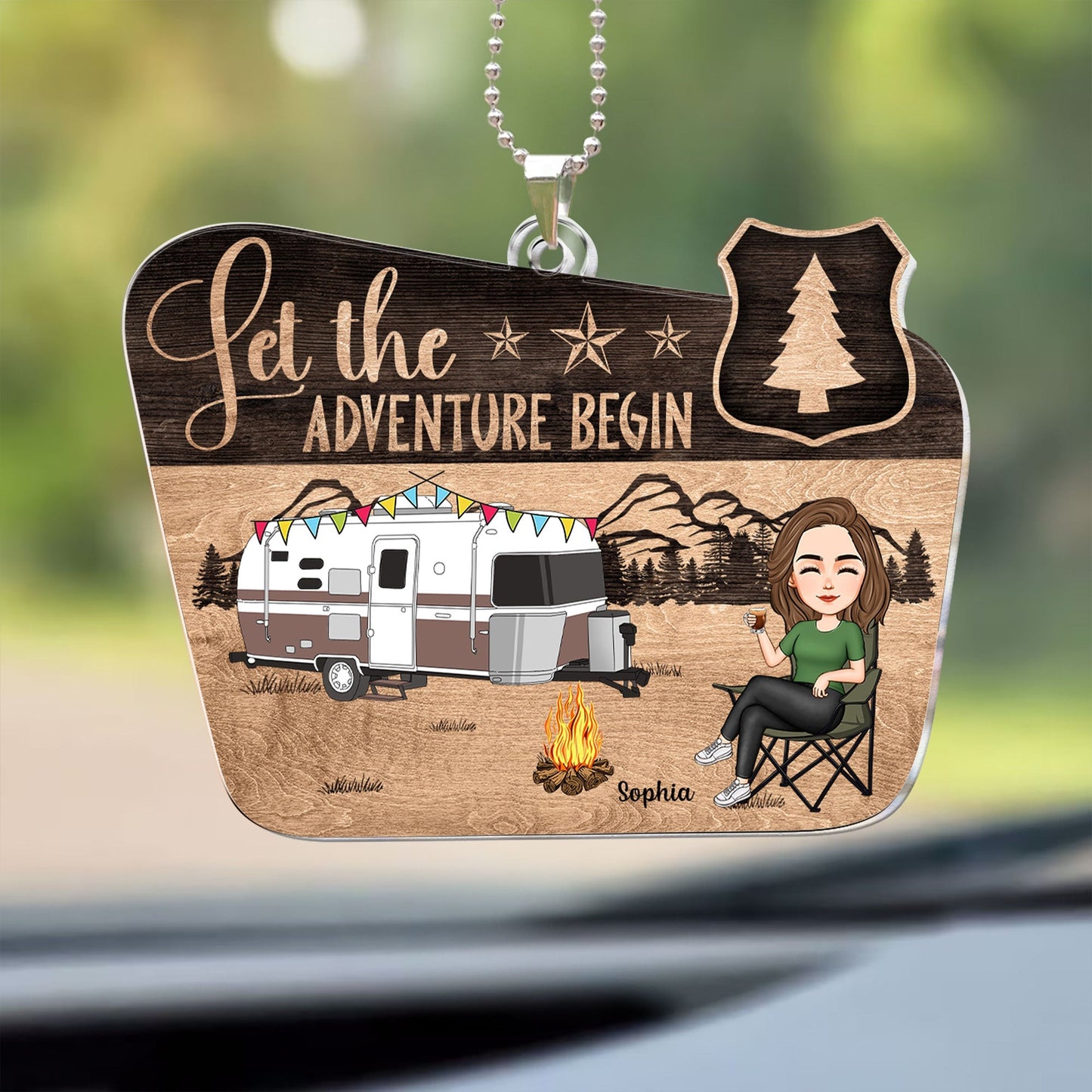 Unique 'Let the Adventure Begin' Personalized Camping Car Hanger