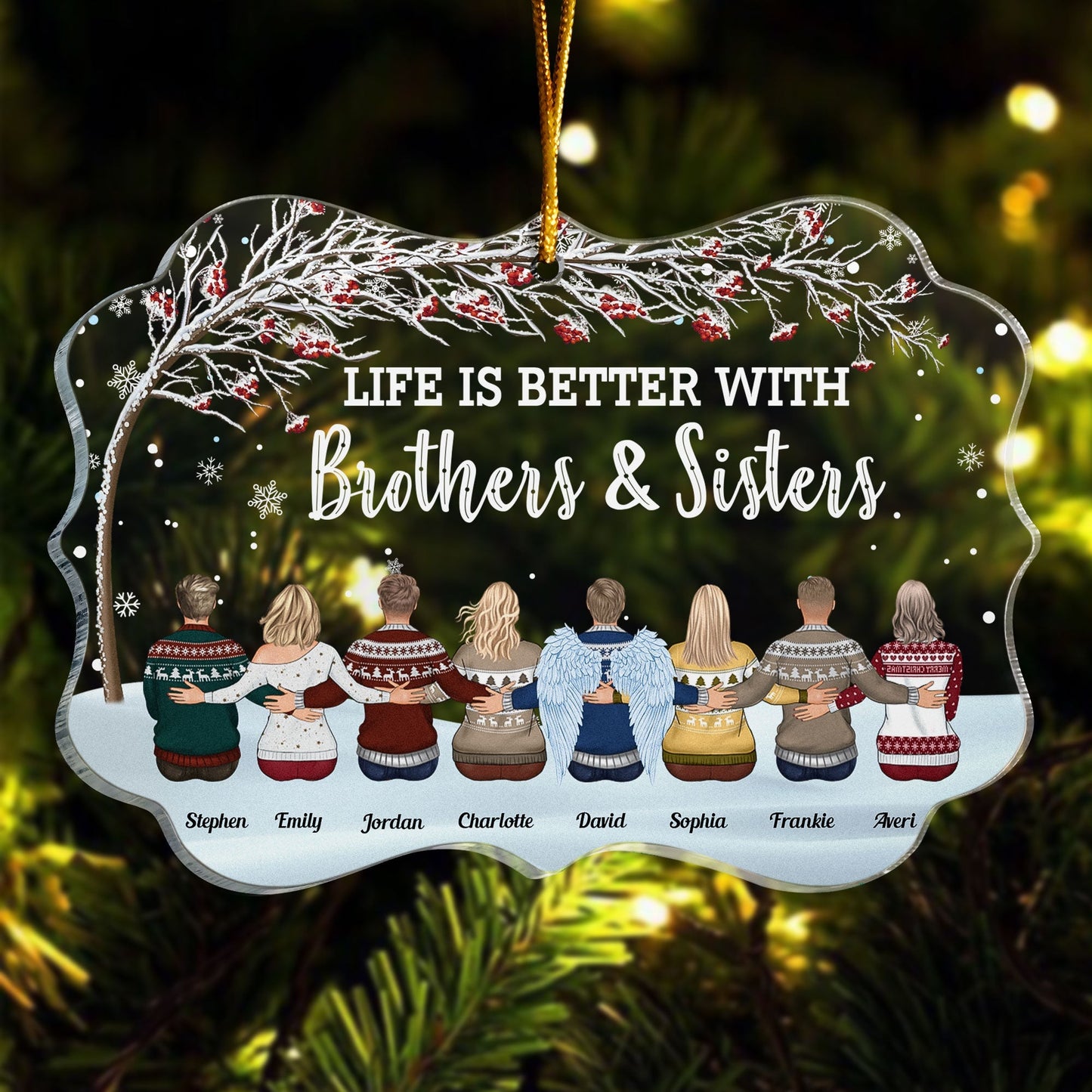 Personalized 'Life is Better With Brothers & Sisters' Custom Christmas Ornament