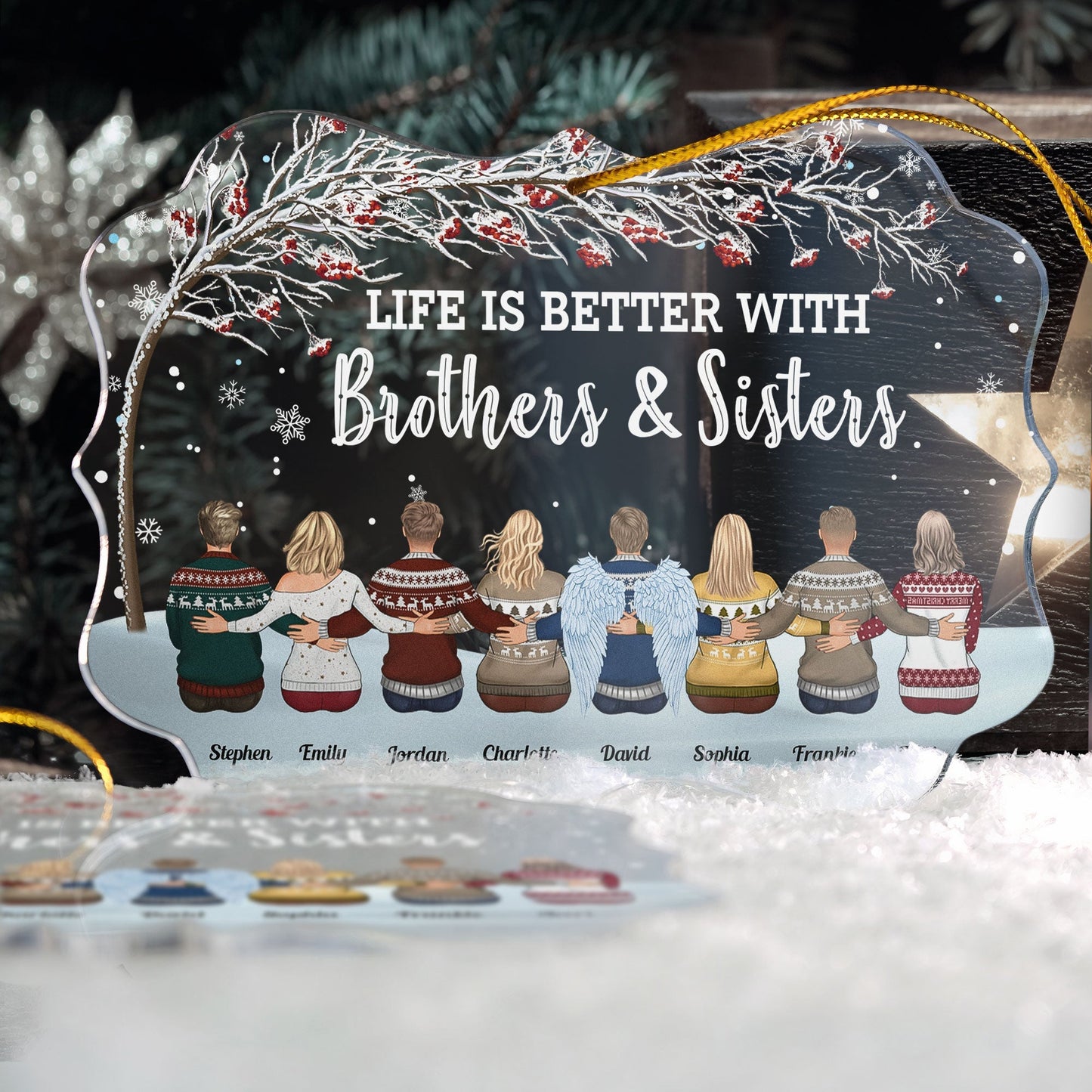 Personalized 'Life is Better With Brothers & Sisters' Custom Christmas Ornament