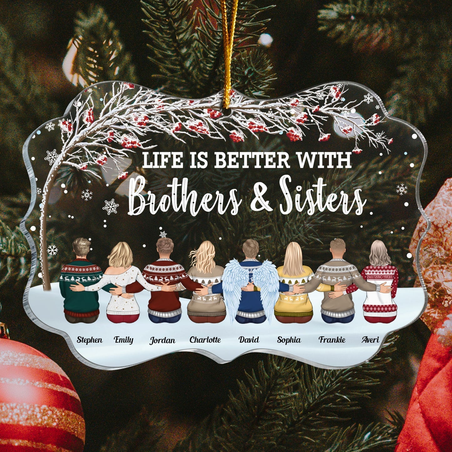 Personalized 'Life is Better With Brothers & Sisters' Custom Christmas Ornament