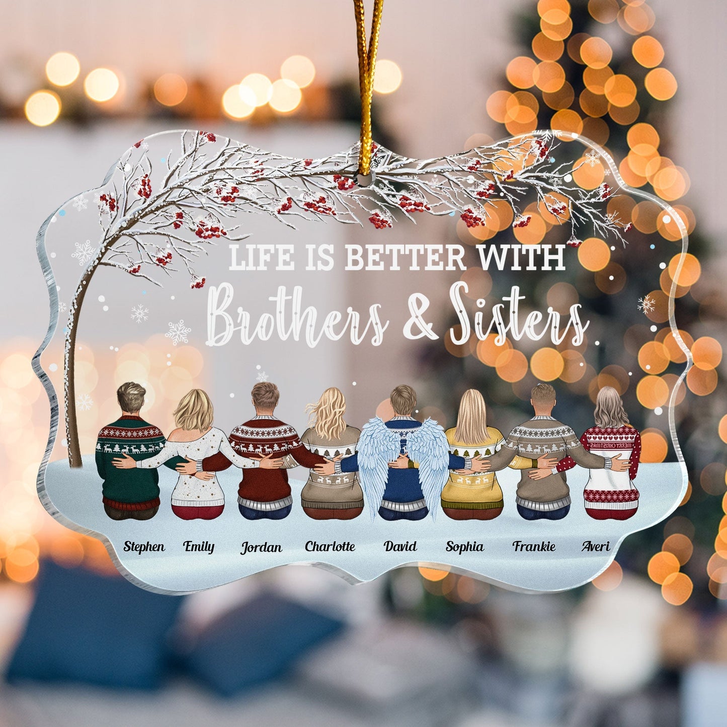 Personalized 'Life is Better With Brothers & Sisters' Custom Christmas Ornament